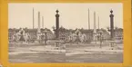 Stereobild med motiv av stadsvy. Obelisk vid 'Place de la concorde' i Paris.