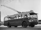 Den första spårbussen i Stockholm 1941. Destination Stadshagsplan.