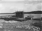 Byggandet av Värtahamnen, Stockholm, 1905.
