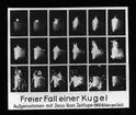 Skioptikonbild från Institutionen för fotografi vid Kungliga Tekniska Högskolan. Använd av professor Helmer Bäckström som föreläsningsmaterial. Bäckström var Sveriges första professor i fotografi vid Kungliga Tekniska Högskolan i Stockholm 1948-1958.
Fritt fall av en kula. Upptagning med Zeiss tidslupp (normal-film), 800 bilder per sek.