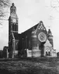 Skioptikonbild med motiv av St. Johannes kyrka i Malmö.
Bilden har förvarats i kartong märkt: Resan 1906. Lund 2. Malmö 3.