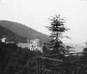 Skioptikonbild med motiv av utsikt över slottet Heidelberger Schloss.
Bilden har förvarats i kartong märkt: Resan 1906. Heidelberg. 8.