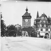 Skioptikonbild med motiv av torn i stadsmuren, Konstanz.
Bilden har förvarats i kartong märkt: Resan 1906. Konstanz. 6.