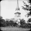 Skioptikonbild med motiv av Sankt Kilian kirche, Fladungen.
Bilden har förvarats i kartong märkt: Vårresan 1910. Fladungen 9. IX.