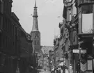 Skioptikonbild med motiv från Lübeck med St.Marien-Kirche.
Bilden har förvarats i kartong märkt: Lübeck 1901.