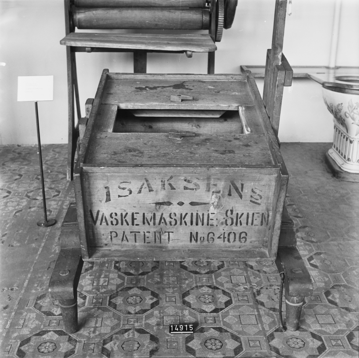 Tvättapparat, enligt Isaksens patent. Norskt patent nr 6406.