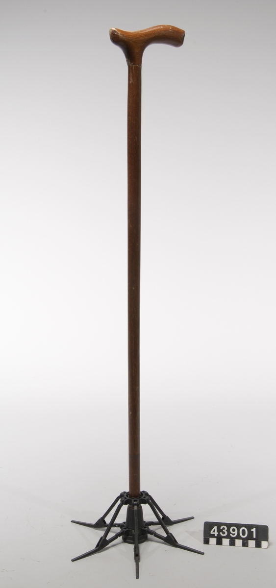 Käppstödet monteras på en käpp eller krycka och möjliggör att få dem fristående. Stödet fungerar som ett upp-och-nervänt paraply. 6 st ben är fästade på en ring upp- och nertill. När den övre ringen trycks ner fälls benen ut och när ringen dras tillbaka, följer benen med upp.