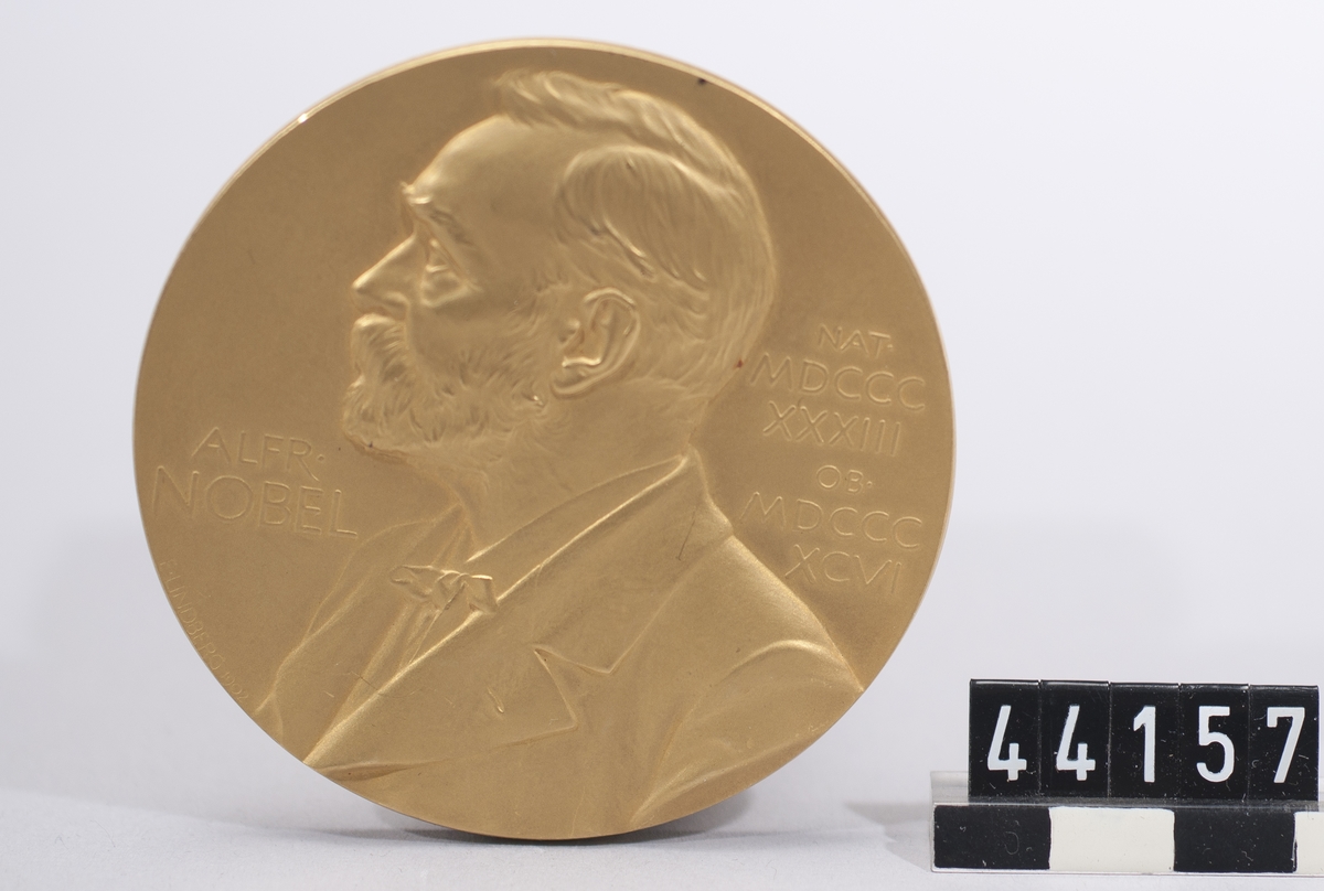 Nobelmedalj tillägnad Gustaf Dalén 1912. Med tillhörande diplom, undertecknat av ordföranden för Kungl Svenska Vetenskapsakademien H G Söderbaum.