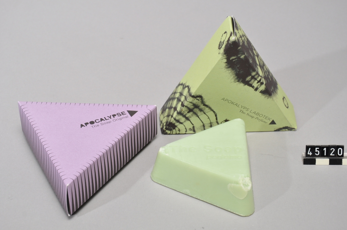 Tvål "Apocalypse" av återvunnen frityrolja från falafelkök i Malmö i varianterna The Original och Perfume.  1) The Soap Original är varken parfymerad eller färgsatt utan doftar svagt av såpa tack vare den så kallade förtvålningsprocessen.  2) The Soap Perfume. Den är doftsatt med Jenny Nordbergs och Petra Liljas ekologisk parfym med doft av blommor, trä och bröd. Med hjälp av parfymören Christofer Rebenius har de skapat Ultra Fresh Bakery Bouquet, Sveriges första ekologiska parfym.  Förpackning gjord av FSC-certifierat papper och tryckt på Svanenmärkt tryckeri.