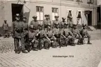 Gruppbild på soldater vid mobiliseringen 1914.