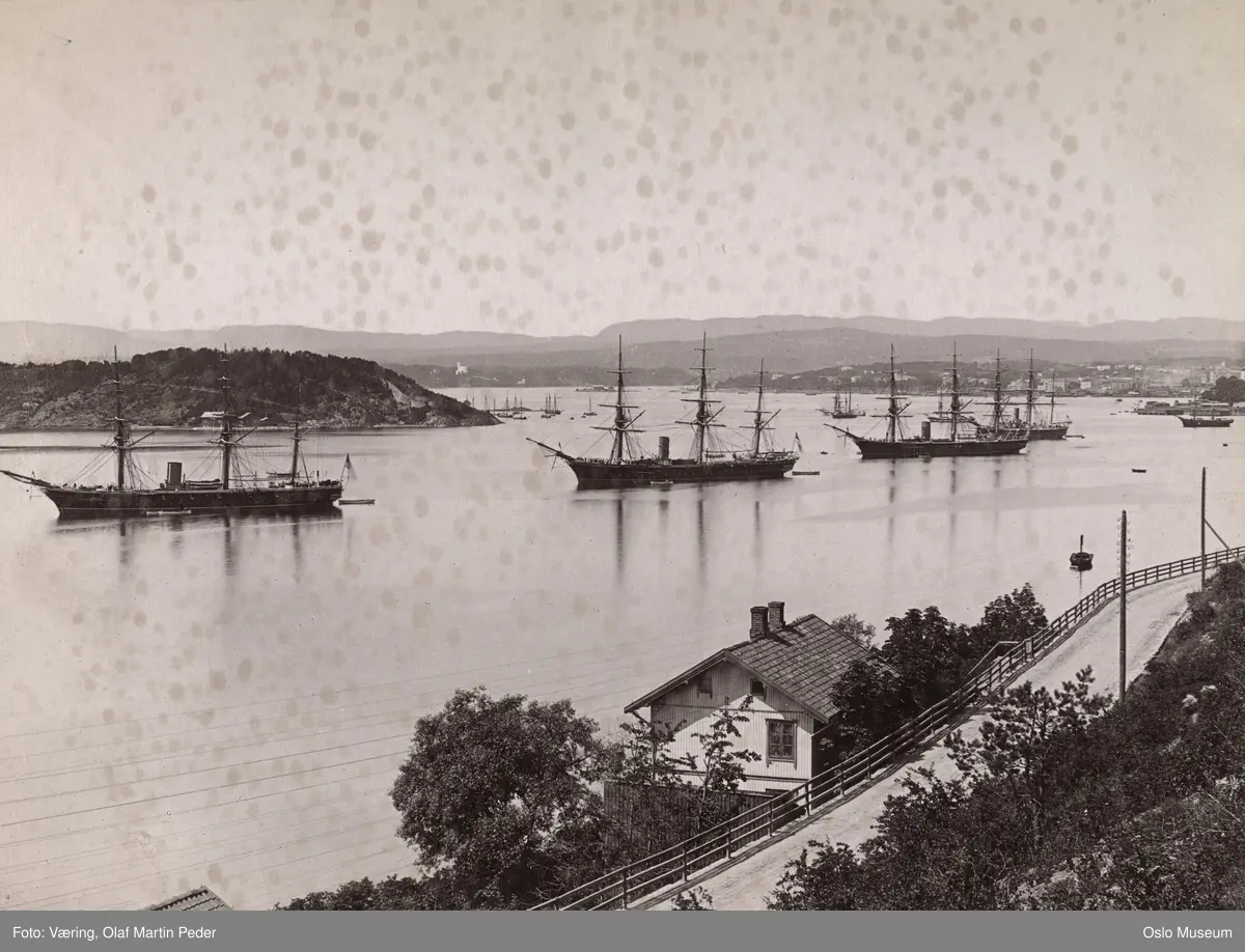 vei, rekkverk, bolighus, fjord, marinefartøyer, øy