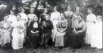 Stenstorps kvinnliga rösträttsförening. Personer fr.v. stående: Inez Larsson, Ester (Svensson) Dahlborg, Siri Rydström, Lilly Rydström, , Evy Möller, Ester (Larsson) Hedmark) och Anna Persson. Sittande fr.v. Maja Ekblad, Eugenia (Persson) Dimberg, fröken Thörnstrand, Julia Rydström, Hilda Ahlenius, Emma Wijk och fröken Thyberg.