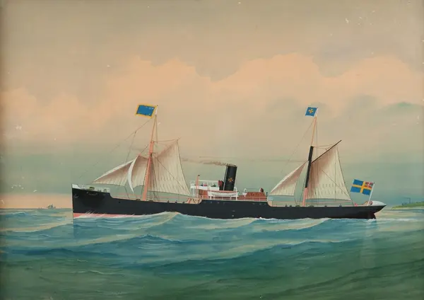 Tvåmastat lastångfartyg