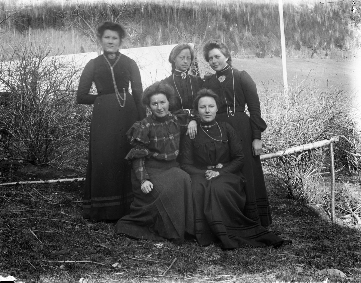 Fotosamling etter Hans Tveito. "Gruppebilde av fem kvinner"