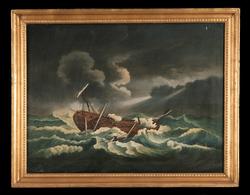 Haveri i hårt väder. Engelsk fregatt