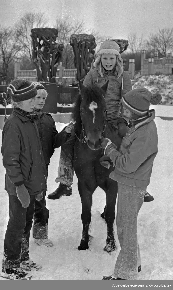 Barn med ponny i Frognerparken..7. November 1971.