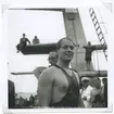 En glad deltagare i SM i simning, som 1946 hölls vid Långviksbadet i Kalmar.
