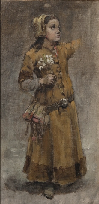 Flicka. Studie till Valdemar Atterdag brandskattar Visby 1361.
