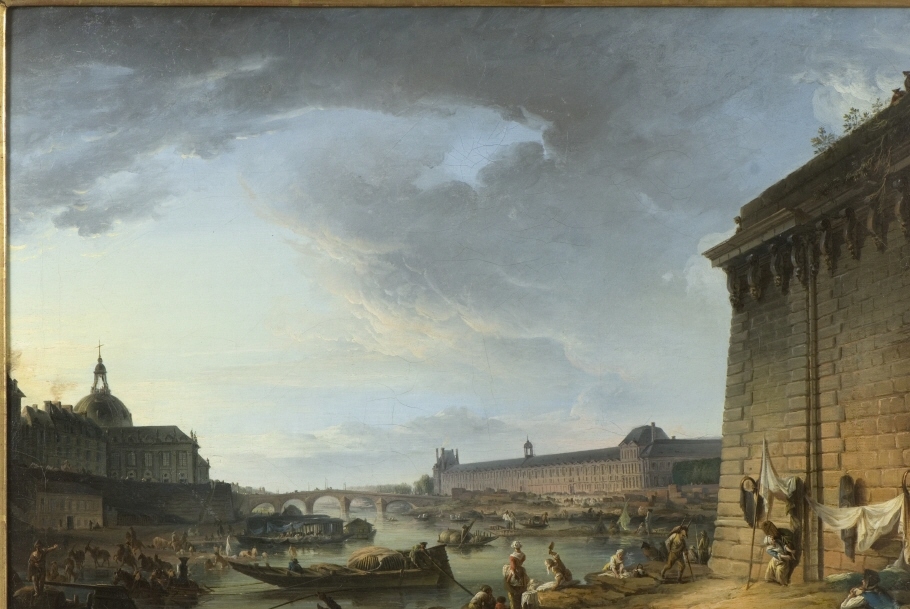 Utsikt över Paris från kajen under Pont Neuf