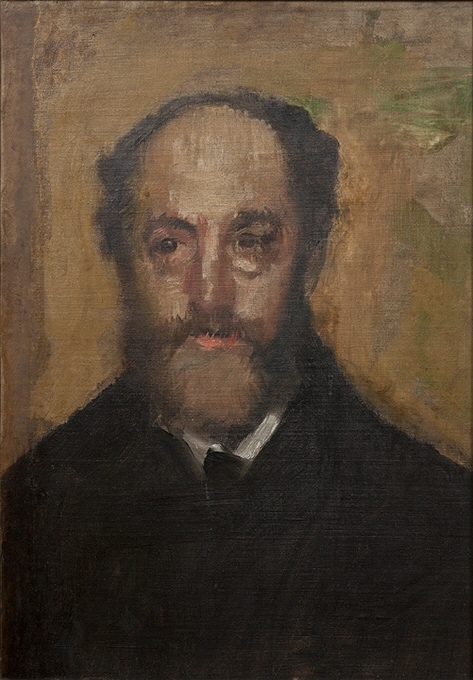 Konstkritikern Émile Durand-Gréville (1838-1914) tillhörde inte de mest framstående skribenterna i 1800-talets Paris. Han lärde känna Degas på 1870-talet. Mycket lite är känt om deras relation. Degas skildrar Durand-Gréville en face – framifrån. Mycket tyder på att porträttet är en skiss då bakgrunden verkar långt ifrån slutförd och det är osignerat. Degas målade framförallt porträtt av familj, vänner, samtida författare, konstnärer och andra kulturpersonligheter. Porträtt utgör ungefär en femtedel av hans totala produktion.