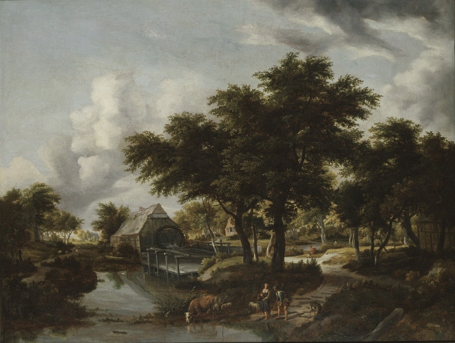 Skogslandskap med vattenkvarn