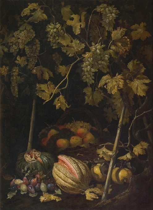 Stilleben med frukt och vinstock by Pietro Paolo Bonzi