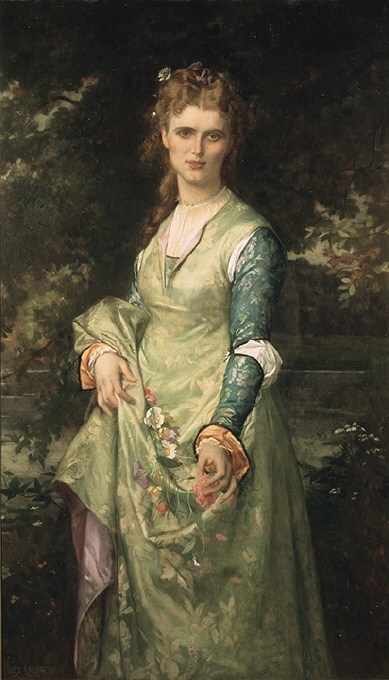 Christina Nilsson (1843–1921) kom från enkla förhållanden i Småland. Hon bosatte sig i Paris, gjorde succé som operasångerska och turnerade världen runt. Hon var även en stor konstsamlare och testamenterade över 200 föremål till Nationalmuseum.Operastjärnans samling och de bostäder hon inredde åt sig själv var typiska för en person i hennes ställning. Det var en brokig samling med både moderna konstverk och föremål från olika historiska epoker. I strama sällskapsrum dominerade religiösa motiv och föremål från medeltiden och barocken. Intimare salonger var inredda i rokoko med 1700-talsmåleri och porslinsfiguriner. Modern konst var oproblematiskt placerad sida vid sida med den äldre.Christina Nilssons mest hyllade roll var Ofelia i Ambroise Thomas opera Hamlet 1868.  Rollen var mycket krävande. Den svenska sopranen gjorde succé i Paris och turnerade sedan i Europa och Amerika. Porträttet föreställer stjärnan i operans mest kända scen där Ofelia efter en gripande aria dränker sig. Konstnären Alexandre Cabanel var känd för historiska, bibliska och mytologiska motiv utförda i en förskönande och elegant stil. Han var även en mycket uppskattad porträttmålare – ofta anlitad av tidens celebriteter.