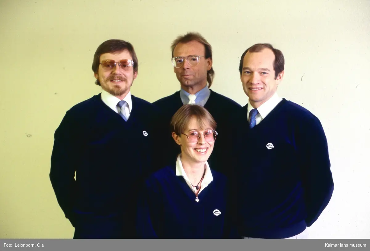 AB Wermo, Voxtorp.

Från vänster: Werner Reissner, Tom Johansson, Pieter Werner och Mona Ekedahl.