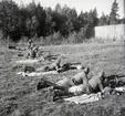 Skjutövning med kulspruta. Värnplikt vid Norrlands dragonregemente K4, Umeå, 1955-1956.