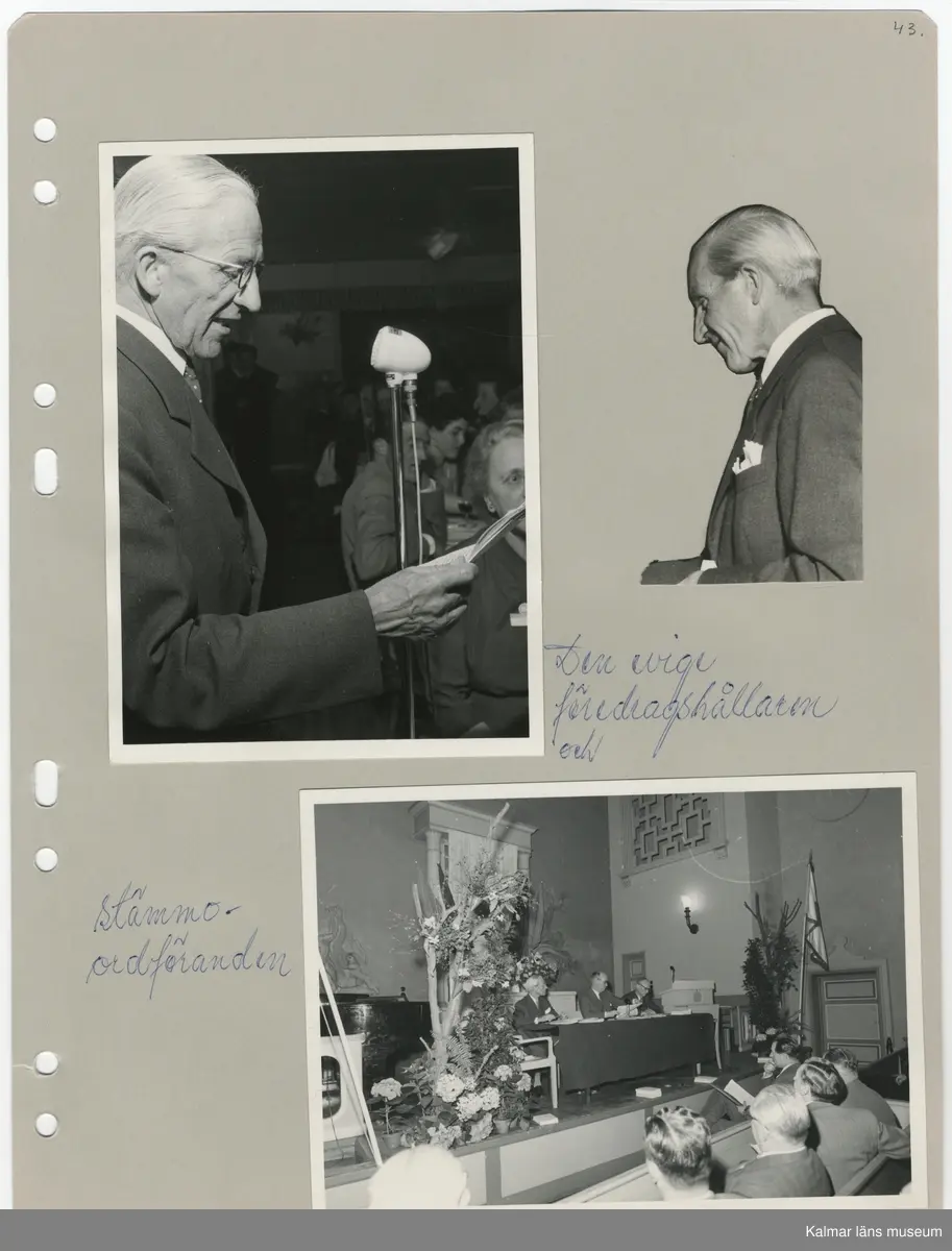 KLM 44702. Fotoalbum. Album av plast, arken av papper. Albumet är brunt med guldtryck på pärmens framsida. Albumet innehåller fotografier och dokument som handlar om Carl Axel Westberg, född 1894, uppvuxen och verksam i Kalmar. C A Westberg var verksam som militär, ryttmästare och inom Eol-bolaget, bland annat som verkställande direktör och inom ICA-styrelsen som ordförande. C A Westberg räknas som pionjär och uppbyggare av ICA-rörelsen. Albumet har sammanställts av hans livskamrat Hjördis Carlsson.

Varje sida har gett ett undernummer och de sidor som omfattar för länet relevanta bilder eller textmaterial beskrivs i följande förteckning.
:1Länsmansbostället i Förlösa, CA:s födelsehem
CA som liten (fotograf John Nilsson, Kalmar)
Två bilder som båda troligen är från en gård i    Skårebo. 
:2 Två bilder från Skårebo
Två bilder på CA och brodern Nisse, ett med     Kalmar gamla vattentorn i bakgrunden.
:3 Bild från Norra Långgatan Kalmar före rivningarna i kv Kopparslagaren (tomten nr 150), en bild efter rivningarna. En bild från Storgatan.
:4 CA:s studentfoto från 1912, fotograf Herman Sandberg, Kalmar. Högre allmänna läroverket vid Stortorget i Kalmar.
:5 CA:s studentbetyg
:7 Avgångsbetyg från kavalleriets officersvolontärskola 1912-13.
:9 Utnämning till fanjunkare vid Skånska Dragonregementet. 
:11 Avgångsbetyg från kungliga krigsskolan.
:23 Utnämning till Ryttmäster vid skånska Dragonregemnetet.
:25 Utnämnningen till riddare av Kungliga Svärdsorden, första klass.
:27 Utnämningen till riddare av Kungliga Vasaorden, första klass.
:29 Beviljat avsked från beställning som löjtnant och ryttmästare 1944. 
:31 Södra Långatan Kalmar. CA och Dagny med vänner trolgien i Kalmar, Dagnys danskort. Foto på de nyförlovade 1917. 
:32 Inbjudan för Laura Wetberg att delta i brölloppet mellan CA och Dagny, vykort från Kalmar domkyrka.
:33 Program och meny från bröllopet, bröllopsfoto med vänner från Stadshotellet i Kalmar. 
:36 Lindarne i Dörby socken. 
:38 CA och DAgny byggde hus på Akacian 2(eller17) Klostergatan eller Söderportsgatan? Paret bodde aldrig här. Huset finns kvar 2016.
:40 matsedel från jubileum med H A B Adolf Andersson 1930. Foto på kom-snart igen. Östra Sjögatan mot Kavaljersporten.
:41 Skrift från EOL-bolagets bolagsstämma i Kalmar 1956 som berättar om Adolf Anderssons rörelse och kopplingen till EOL-bolaget. 
:43 bilden längst ner från Stagneliusskolans aula.
:47 Historik från ICA-tidningen om CA. 
:55 Information från EOLbolaget om avskedsgåvan, stipendiefond, till CA då han slutade sin tjänst.