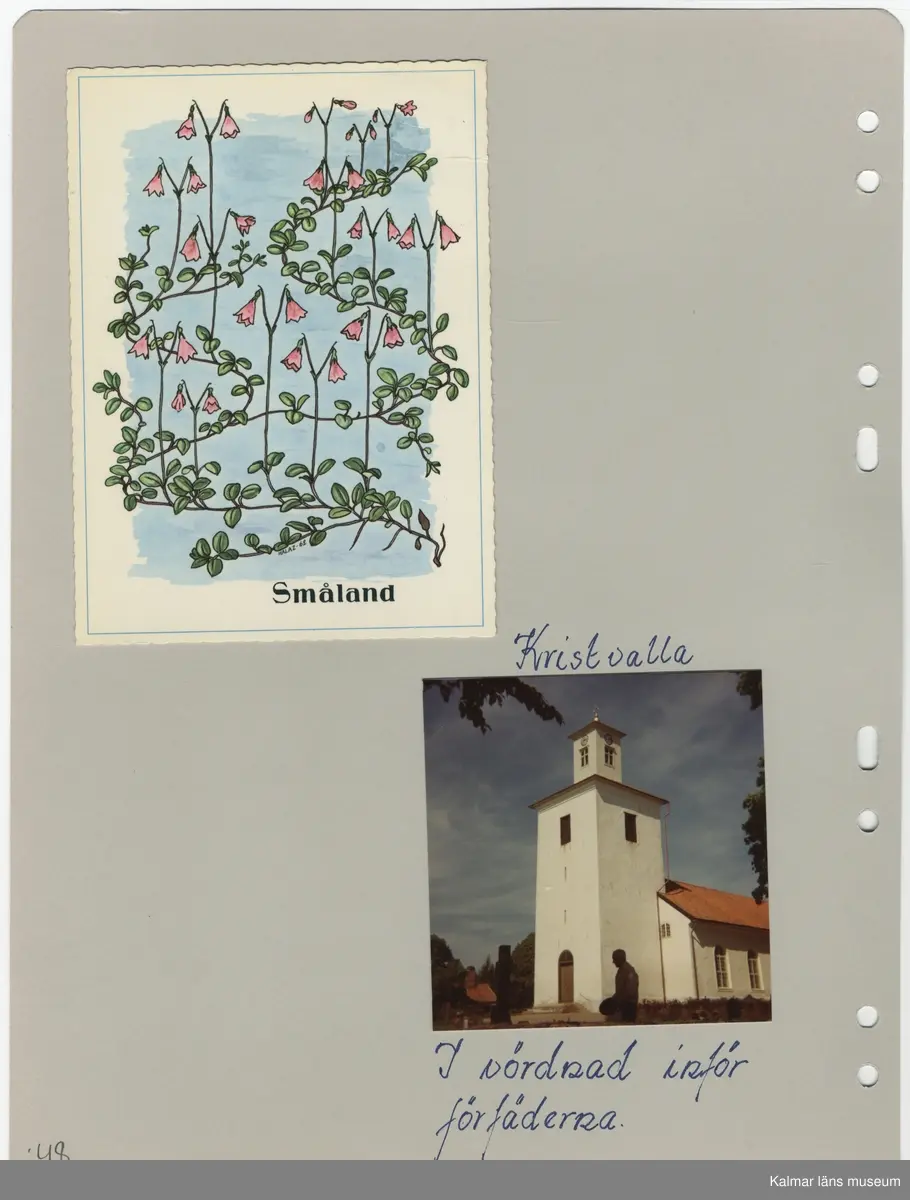 KLM 45771. Fotoalbum. Album av plast, arken av papper. Albumet är rött med guldtryck på pärmens framsida. Albumet innehåller fotografier och dokument som handlar om Carl Axel Westberg, född 1894, uppvuxen och verksam i Kalmar. C A Westberg var verksam som militär, ryttmästare och inom Eol-bolaget, bland annat som verkställande direktör och inom ICA-styrelsen som ordförande. C A Westberg räknas som pionjär och uppbyggare av ICA-rörelsen. Albumet har sammanställts av hans livskamrat Hjördis Carlsson.

Varje sida har gett ett undernummer och de sidor som omfattar för länet relevanta bilder eller textmaterial beskrivs i följande förteckning.
:1 Porträttbilder på CA.
:25 Valvet till Kalmar slott. 
:39 Från Kungliga Stadskontoret, beviljande av tjänstepension från militärtjänstgöreingen. 
:43 CA:s dödsannons samt program från begravningen. 
:46 Adolf anderssons familjegrav, Södra kyrkogården Kalmar.
:47 Nekrolog, ICA Nyheter 24/11 1977. 
:48 Kristvalla kyrka.