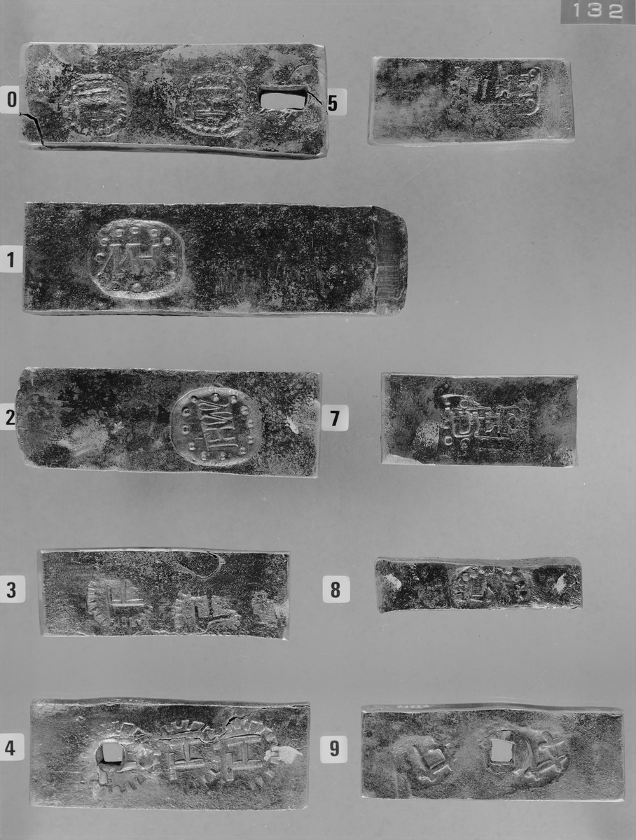 Avtryck av järnstämpel i prov av stångjärn. Turbo-Vikmanshyttan