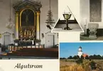 Algutsrums kyrka.
Altarskåp från 1500-talet. Votivskeppet är 1800-tal. Kalken är från 1200-talet. Gravsten över prästen Erlendus, död 1345. Dopfunten, som är märklig, är från 1100-talet. Kyrkan byggdes om 1822. Vid god sikt syns 18 kyrkor på Öland och fastlandet från tornet.