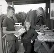 Från Semesterbyn i Borgholm, sortering av dagstidningar, 19/8 1961.