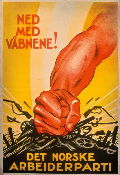 Kampanjeplakat utgitt av "Det norske arbeiderparti".