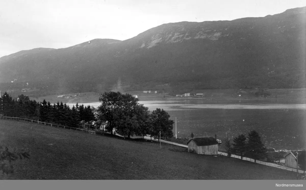 Hvor på Nordmøre? se strandlinjen og fjorden i bakgrunnen, samt fra beitemarken i front. Fotograf er trolig Georg Sverdrup, og datering er sannsynligvis  1934, men kan også være fra perioden 1930 til 1939. Fra Nordmøre Museums fotosamlinger.