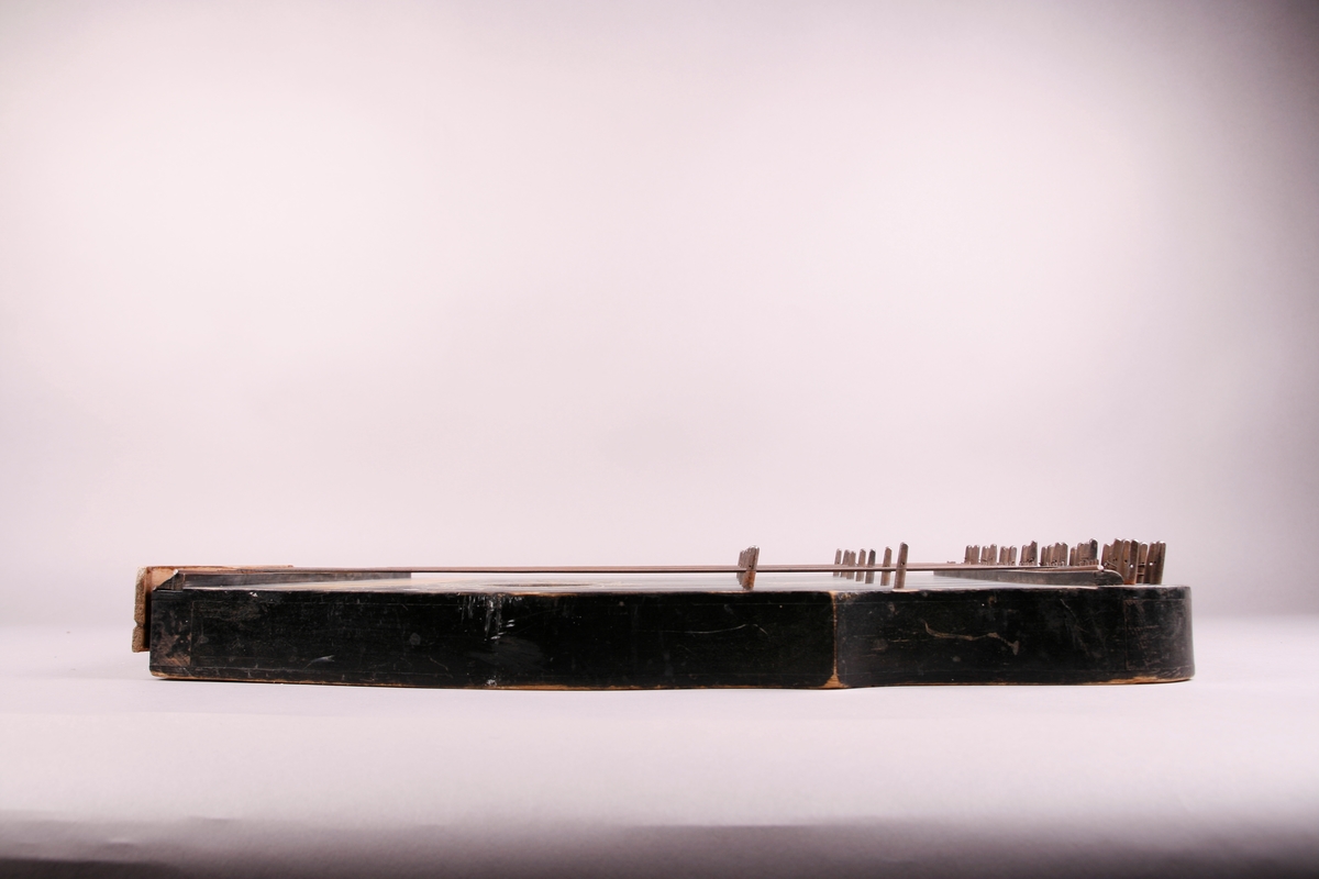 Citeren har følgende mål: Lengde 50 cm, maks bredde (på midten) 39 cm, bredde på anheng i nedre kant 37,7 cm, maks høyde (dybde) opp til og med stengeskruer: 6,7 cm. Høyde (dybde) på sarg: 4,5 cm. Citeren er laget av tre som er malt svart, formen er rektangulær og med noe buet «svung» på høyre side, sett forfra. Instrumentet er påmontert et brett (anheng) i nedre kant, som skjuler strengefestene. Brettet (planken) er skadet på venstre side.

Instrumentet har syv sett med strenger som hver danner en bestemt akkord, totalt 56 strenger. Disse akkordene er fra venstre til høyre: F dur, C dur, G dur, D dur, A dur, E dur og F# dur. Navn på toner, notelinje og nummer på strenger er påført (trykt?) på citerens nedre del, over anhenget. Inne i kassen er det en merkelapp i gult papir der det står at citeren er produsert av C.W.Johansson & Co. Musikinstrumentfabrik i Nässjö. Skrifta er trykt med svarte bokstaver:

«[Blomstdekor] Svensk Accord-Zittra N:o 7. [Blomstdekor] // [Uleselig blyantskrift] Fran [Från] // C.W.Johansson & Co. // Musikinstrumentfabrik // [Dekor] NÄSSJÖ. [dekor] // [Dekor] // Normalstämning»