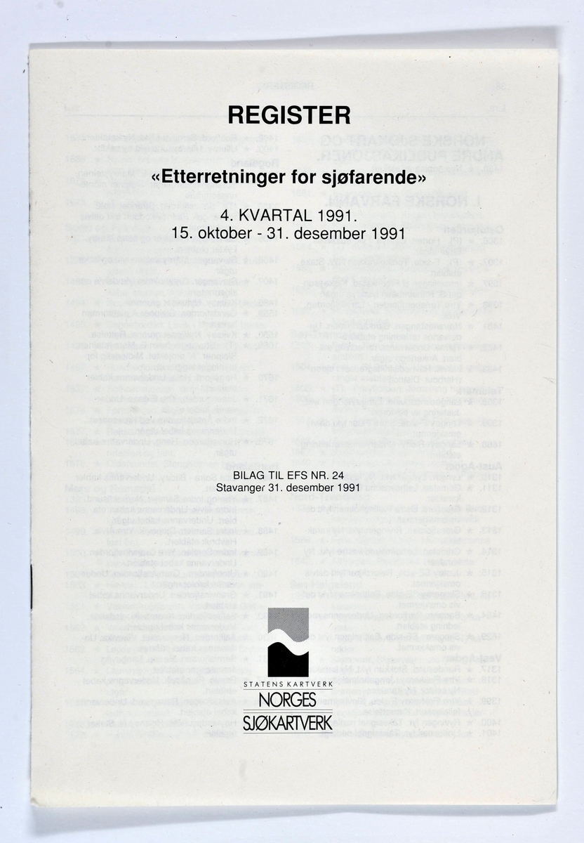 Et hefte med informasjon om sjømerker, undervannskabler, nymonterte lykter, tåkesignal som er nedlagt, jernstenger som er havarert/borte og annen informasjon som er nyttig ved navigering. Det er en oversikt over norske farvann som følger fylkesinndelingen langs kysten. Det er også en oversikt over Østersjøen, Beltene/Øresund/Kattegat/Skagerrak, Nordsjøen, Den engelske kanal, Middelhavet/SVartehavet, Nordlige ishav. Til slutt er det "Forskjellige meddelelser". Heftet er laget av papir og er stiftet i ryggen.