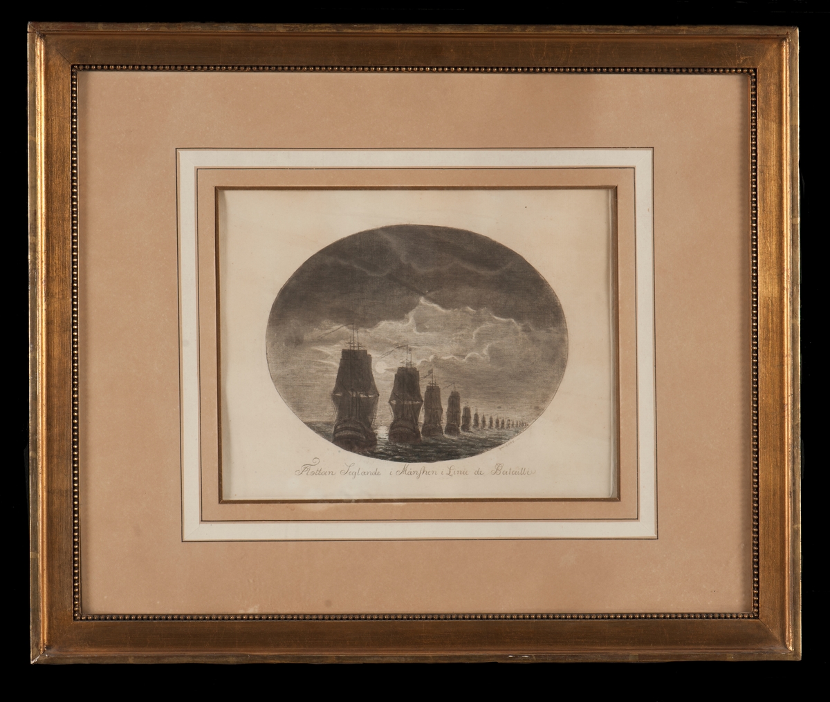 Flottan seglande i månsken i Linie de Bataille
