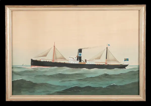 Lastångfartyg med hjälpsegel, 2-mastat.