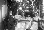 Uppdukat på verandan till Vidöns herrgård.år 1906. Gåva från Gerda Forsgren, Karlstad.