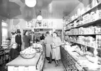 Interiörbild från en Konsumbutik någonstans i Arvika med omnejd. Bilden togs 8/4 1949.