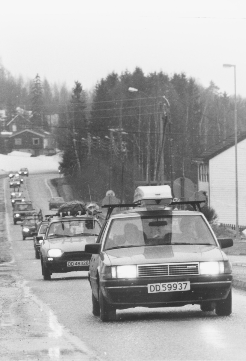 Muligens påsketrafikk på riksvei 4 gjennom Åneby