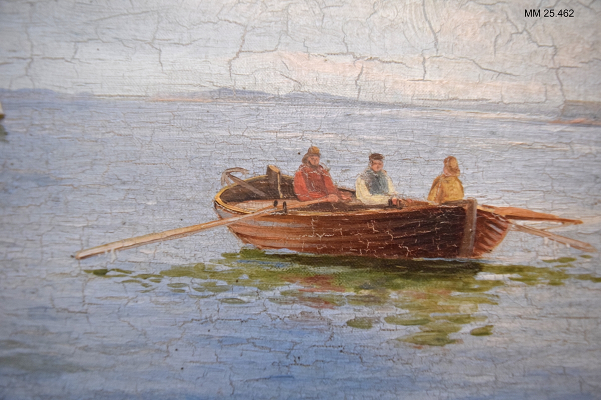 Ångfregatten Vanadis till ankars i Göta Älv vid Nya Älvsborgs fästning.