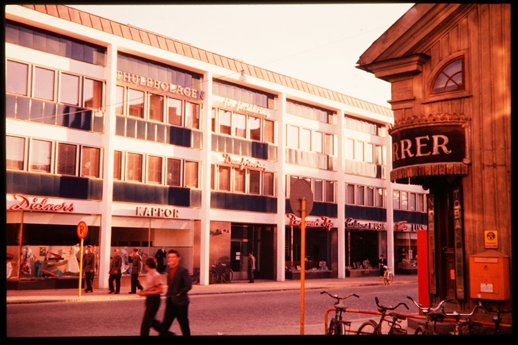 Bröderna Haglinds affärskomplex, Storgatan i Växjö 1956.