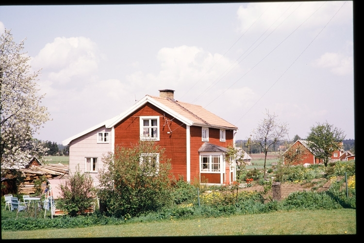 Villansdal på Hovshaga i Växjö. I bakgrunden gården Björksätra. 1968.