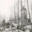 Blackstads kyrka. Foto från nordväst (från gamla vägen). Efter avverkning i mars 1969.