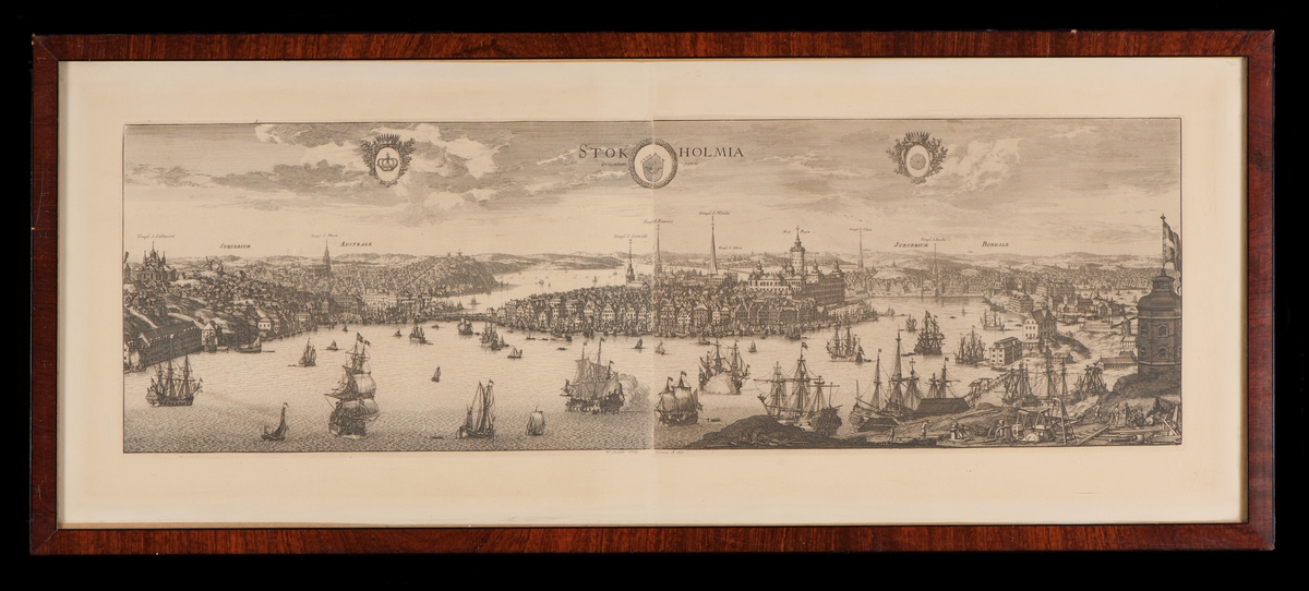 Vy över Stockholms ström, Södermalm, staden mellan broarna, Norrmalm och Skeppsholmen.