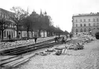 Del av växel vid mötespår vid Stortorget.