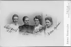 Personerna från vänster: Ester Eklöf, Anna Nordlund, Maja Lindkvist och Esther Bylund. Foto den 9 juli 1899.